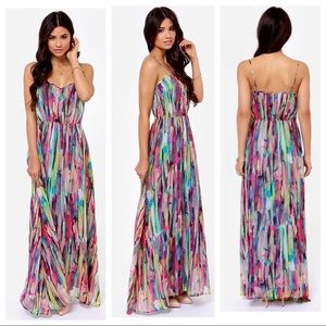Multi Colored Spaghetti Strap Maxi Dress